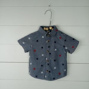 Old Navy boys size 6-12 mos chambray with red white star pattern button down